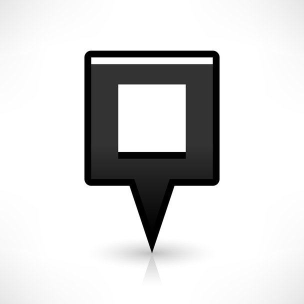 Fekete Térkép pin helyen jel lekerekített négyzet alakú ikonra - Vektor, kép