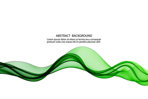 Movement of smooth green lines of a transparent wave, design element - Vettoriali, immagini