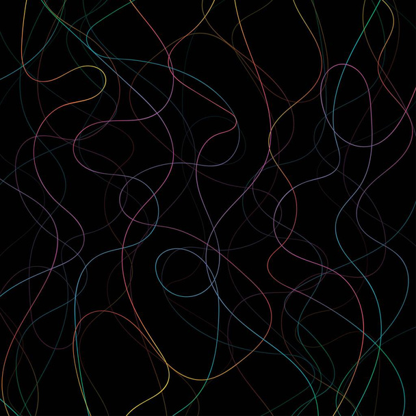 Abstract color lines wave black background - Vector, Image