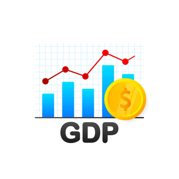 Arrow vector icon. GDP - Gross Domestic Product acronym. Business vector icon. Business concept - Vector, imagen