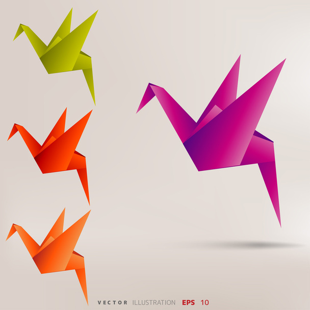 Origami kağıt kuşlar - Vektör, Görsel
