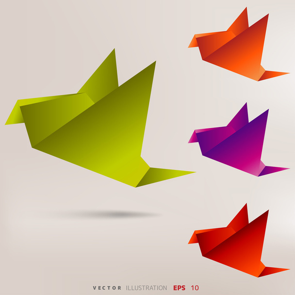 Origami papel aves
 - Vector, Imagen