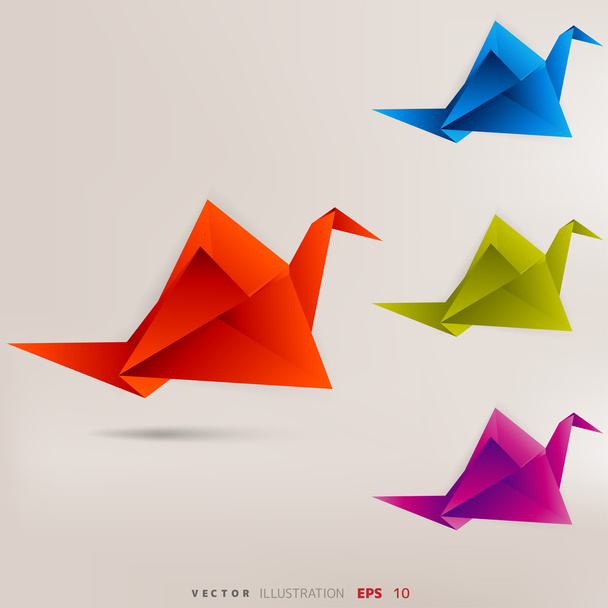 Origami papel aves
 - Vector, imagen