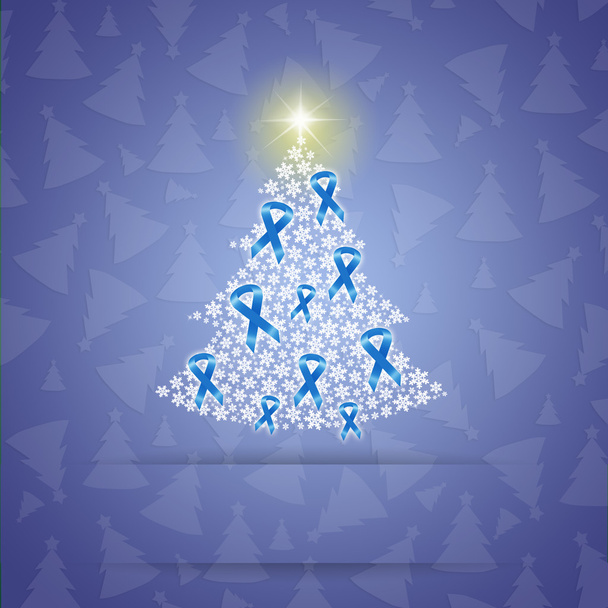 Árbol de Navidad con cintas de conciencia azul
 - Foto, Imagen