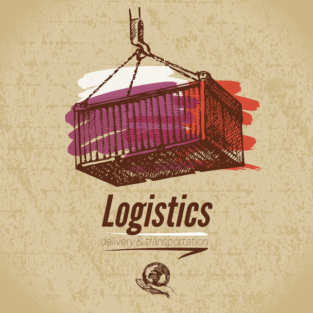 Sketch logistics and delivery background - Vector, Image