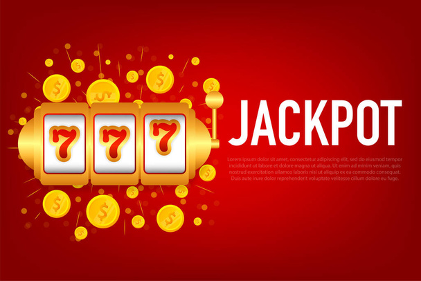 Flat banner with 777 jackpot for concept design. 777 big win concept. Isolated vector illustration - Vektor, kép