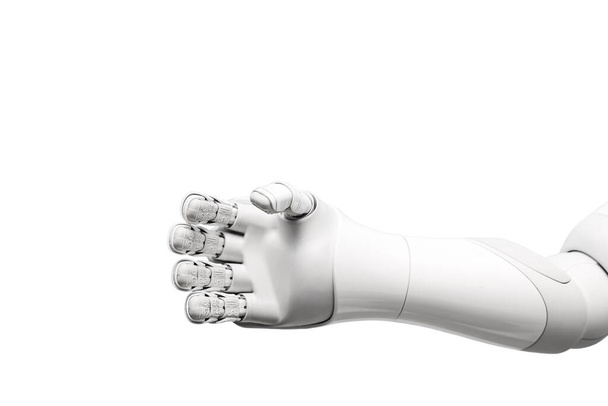 Hand of futuristic humanoid robot on white background - Foto, Imagen