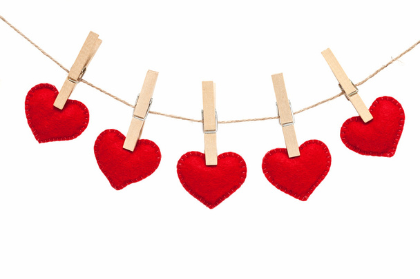 Hearts and clothespins - Фото, зображення