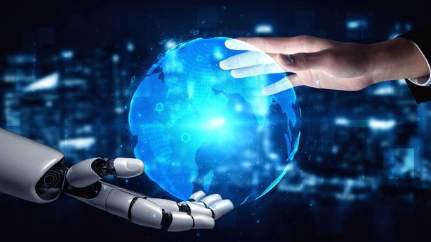 Futuristische Roboter-Künstliche Intelligenz erhellt KI-Technologie-Konzept - Foto, Bild