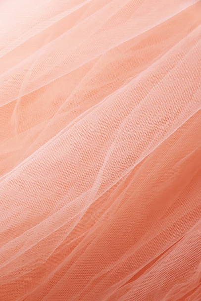 Pink tulle material background, pastel colors, romantic and delicate drapery - Fotografie, Obrázek