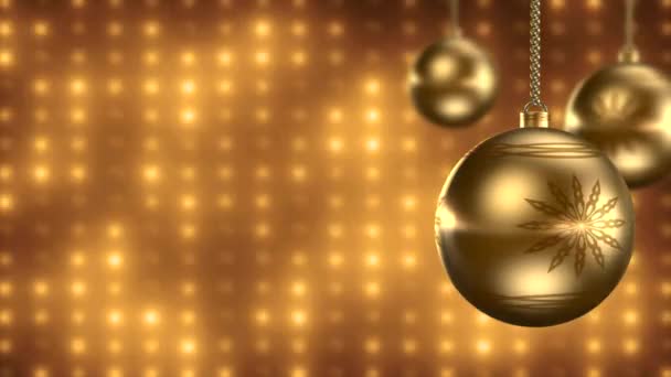 vid - goldene Weihnachtskugeln mit Lichtern - Filmmaterial, Video