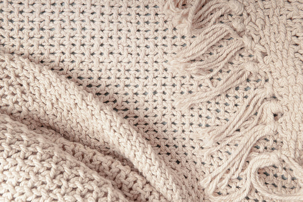 Knitted cotton canvas background, fashion closeup backdrop template - Foto, Imagen