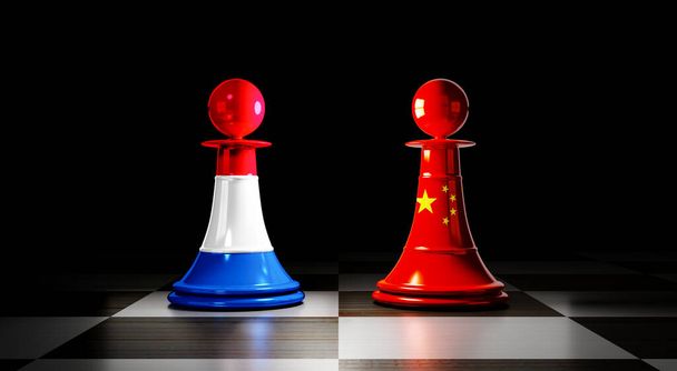 Netherlands and China relations, chess pawns with national flags - 3D illustration - Photo, Image