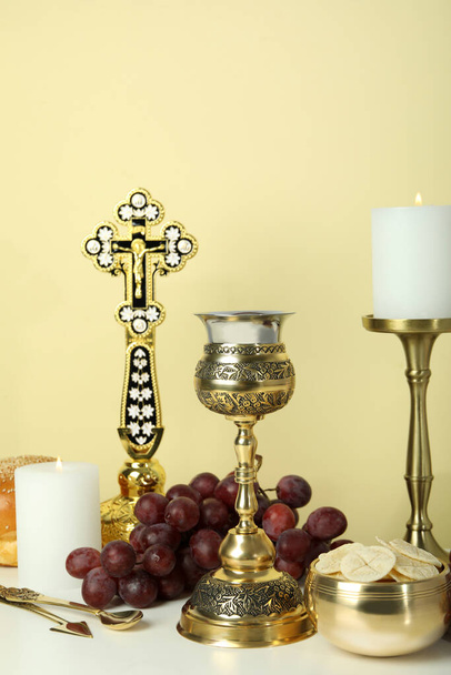 Concept or composition of Eucharist with different accessories - Foto, Imagem