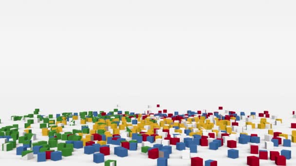 Drapeau des Comores créé à partir de cubes 3d au ralenti - Séquence, vidéo