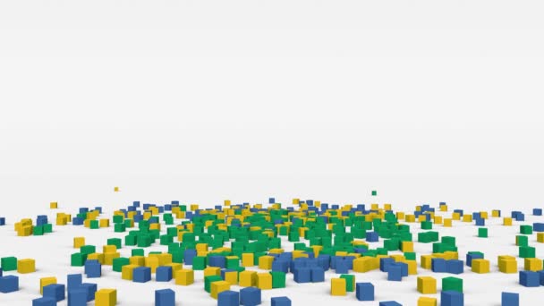 Флаг Габона создан из трехмерных кубиков в замедленной съемке - Кадры, видео