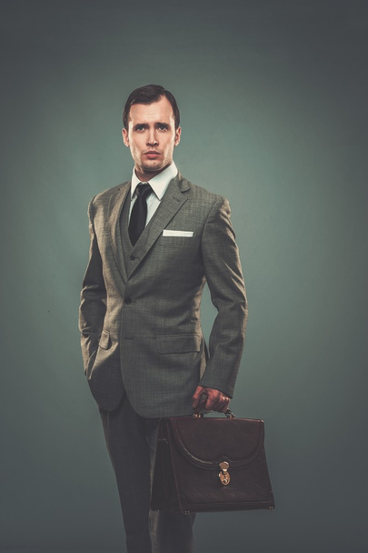 Well-dressed young businessman with a briefcase  - Фото, зображення