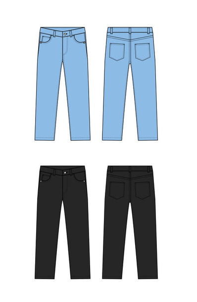 Straight jeans pants vector template illustration set - Vector, Image