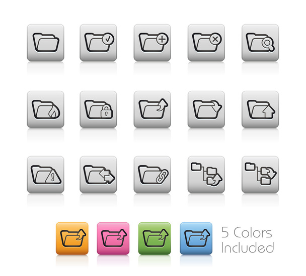 Folder Icons - 1--Körvonal gombot - Vektor, kép