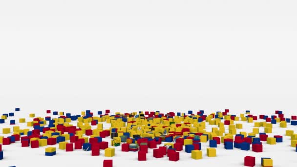 Bandera de Ecuador creada a partir de cubos 3d en cámara lenta - Imágenes, Vídeo