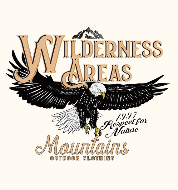 eagle logo with text wilderness areas  - Vector, Imagen