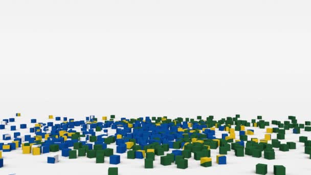 Flag of Solomon Islands created from 3d cubes in slow motion - Filmagem, Vídeo