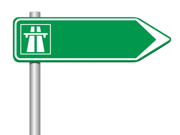 Señal verde de dirección de la autopista sobre fondo blanco  - Vector, Imagen