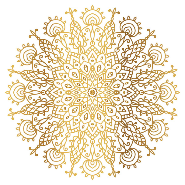 Mandala with golden gradient. Luxury ornamental in gold color. Round ornament, repeating elements. - Vektori, kuva