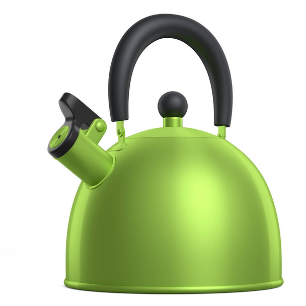 Stainless steel stovetop kettle with whistle isolated on white background. - Fotografie, Obrázek