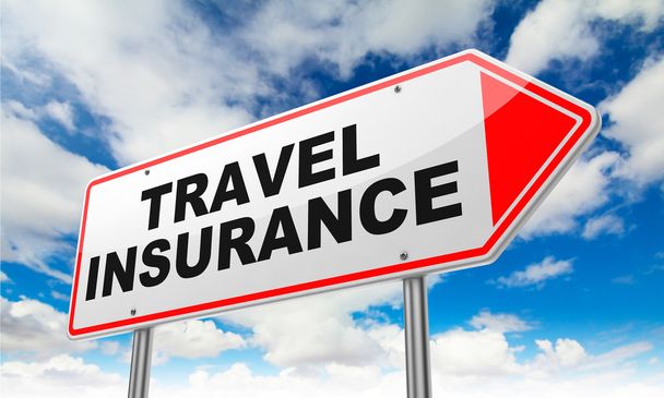 Travel Insurance on Red Road Sign. - Photo, Image