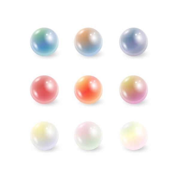 Pearls jewelry set color lines gradients - Vector, Image