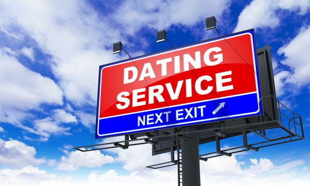 Dating υπηρεσία επιγραφή σε κόκκινο πινακίδα. - Φωτογραφία, εικόνα