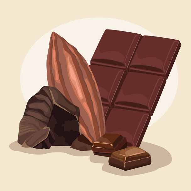 csokoládé cukorka kakaóval - Vektor, kép
