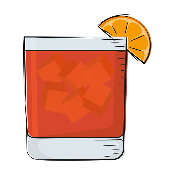Isolated orange cocktail vector illustration - Вектор,изображение