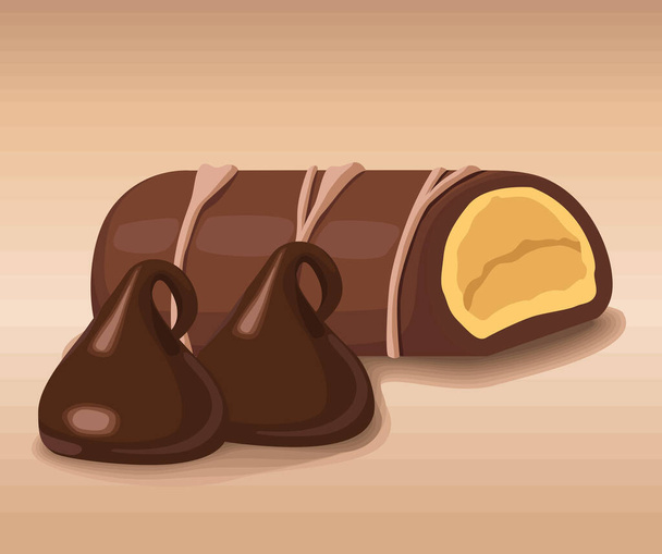 barre de chocolat et truffes - Vecteur, image