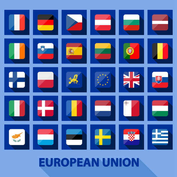Σύνολο εικονιδίων σημαίες της Ευρωπαϊκής Ένωσης - Διάνυσμα, εικόνα