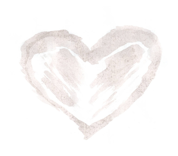 Símbolo del corazón aislado, amor, día de San Valentín. Acuarela, decoración de arte, boceto. Ilustración dibujada a mano  - Foto, imagen
