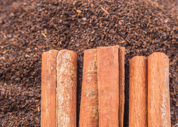 Cinnamon Stick On Dried Tea Leaves - Photo, Image