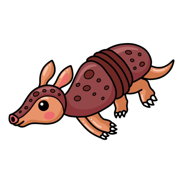 Vector illustration of Cute little armadillo cartoon running - Vetor, Imagem