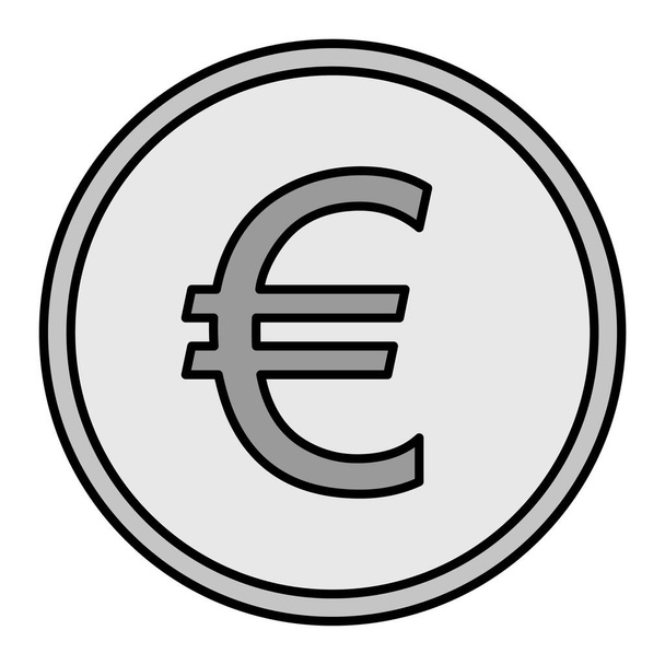 euro sign icon in black circle with white background - Vector, Image