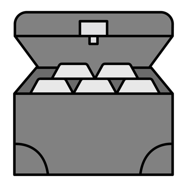 ícone do baú tesouro. esboço ilustração de ícones de vetor de moeda de ouro para web - Vetor, Imagem