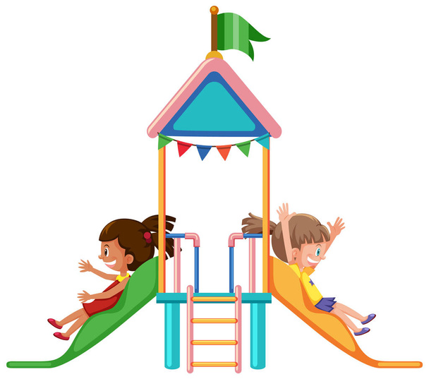 Diapositiva de patio al aire libre para niños ilustración - Vector, imagen