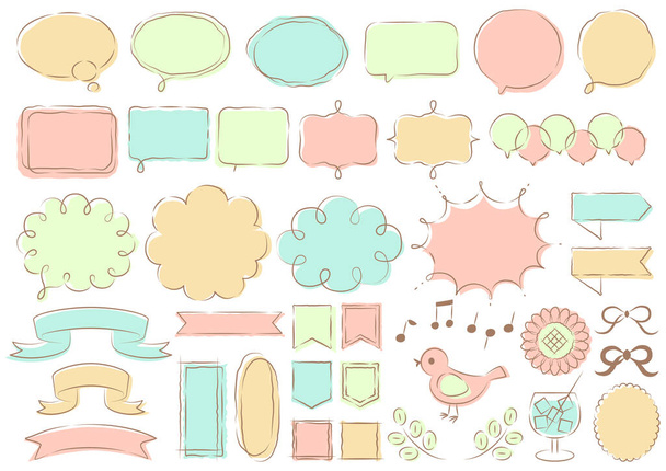 It is an illustration of a cute hand-drawn speech bubble and icon.A set of colorful illustrations that can be used for web and paper design. - Foto, afbeelding
