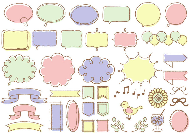 A set of cute hand-drawn speech bubble illustrations.It is a colorful and cute illustration that can be used as a design material. - Foto, Bild