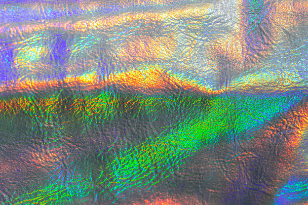  wallpaper In silver, purple and green colors.metal holographic material. texture with iridescent waves and folds. holographic background. - Photo, Image