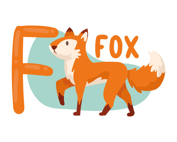 fox and f letter - Vector, afbeelding
