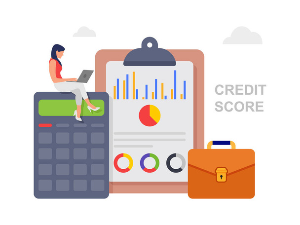 Personal credit score information for presentation concept, web page illustration. - ベクター画像