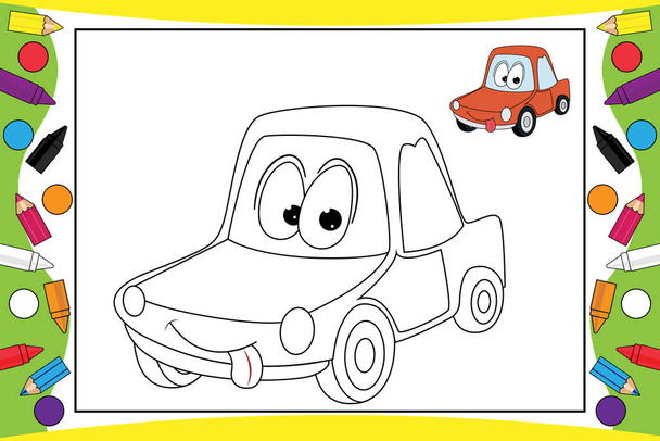 coloring car cartoon for kids - Vetor, Imagem