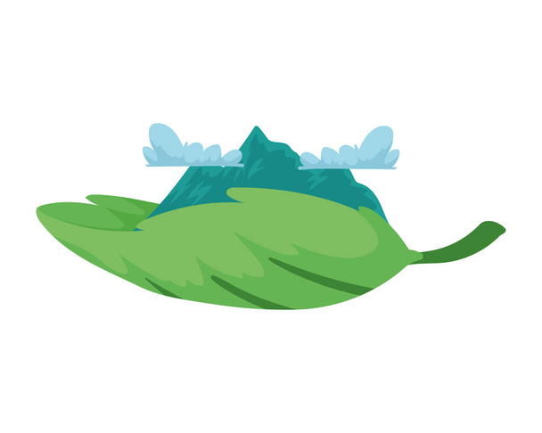 ecologie berg in blad - Vector, afbeelding