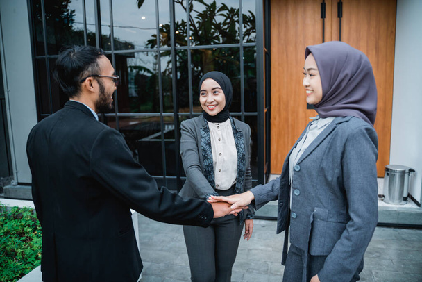 muslim business teamwork Join Hands Support Together showing unity - Fotó, kép
